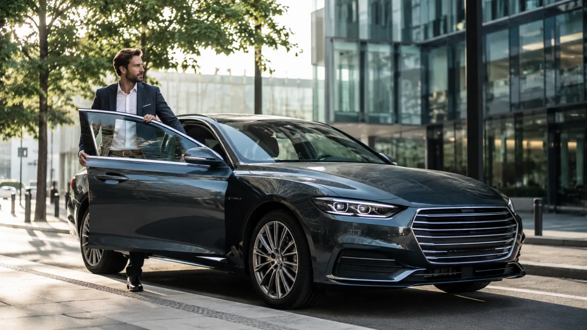 Voiture de société 2026 — le vrai coût après TVS, LLD, LOA, TVA et avantage en nature Voiture de société moderne utilisée par un dirigeant pour illustrer le coût réel après TVS, LLD, LOA, TVA et avantage en nature